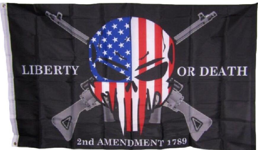 3x5 Liberty or Death 2nd Amendment USA Punisher Skull Rifles 1789 Flag 3'x5'