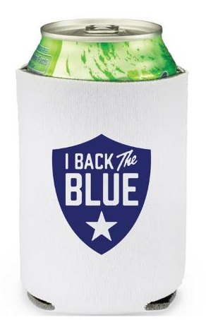 Can Cooler Sleeve Coozie - I BACK THE BLUE - Neoprene - BLUE LINE Police