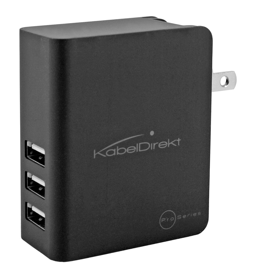 KabelDirekt 3 - USB 3-Port High Speed 110 volt AC Wall Charger With Intelligent Device Detection