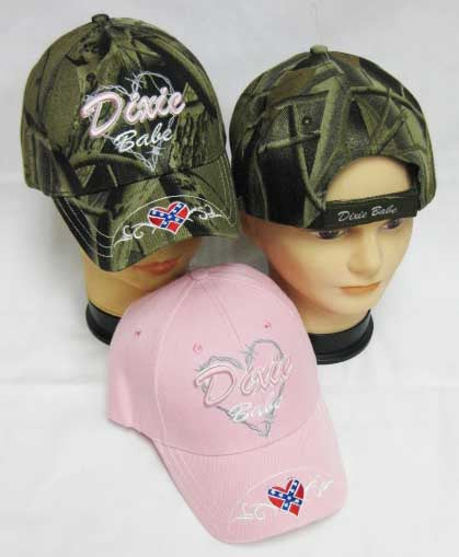 Womens Dixie Babe Rebel Heart HAT Lady CAMO/Girl PINK