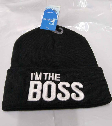 I'm The Boss - Knit Beanie Winter Hat Black Teen to Adult One Size