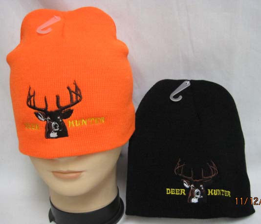 Deer Hunter Beanie Hat Black or Blaze Orange