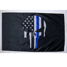 Thin Blue Line Flag Punisher Skull - 3x5 BLUE LIVES MATTER