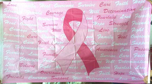 Pink Ribbon w/ Inspiration Words Flag 3' x 5'