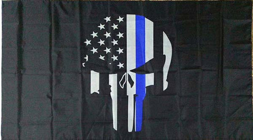 Thin Blue Line Flag Punisher Skull - 3x5 BLUE LIVES MATTER