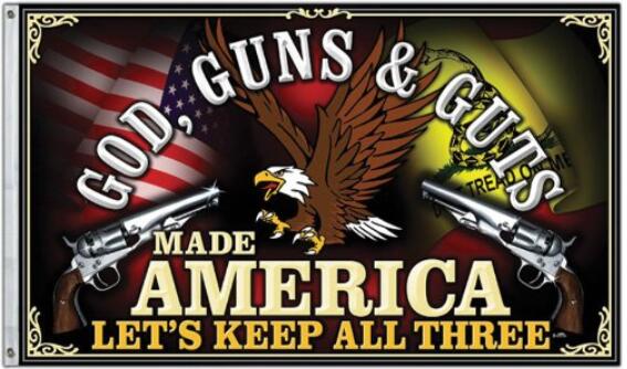 GOD GUNS & GUTS Made America - Let's Keep All Three - Flying Eagle 3 x 5 - Flag