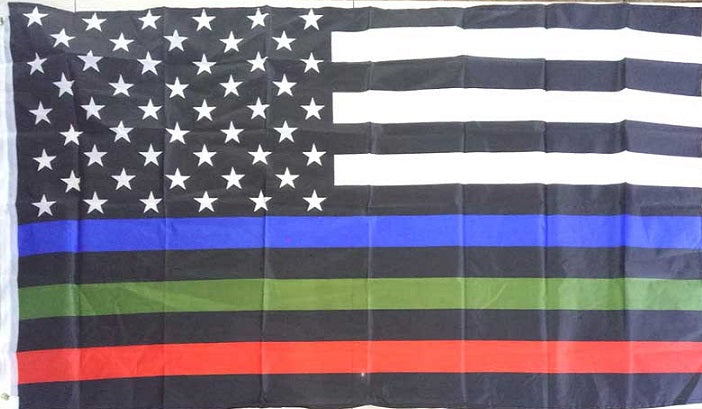 Blue Red Green Thin Lines USA American First Responders Honor Flag 3'x5'