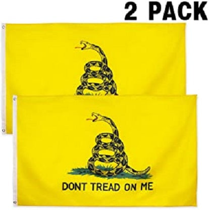 2-pack - Don't Tread On Me - Gadsden Flag - Yellow - 3'x5' -Snake- 3x5ft - Bundle