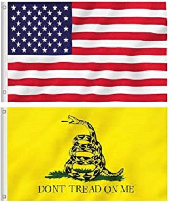 2pc Bundled Deal - Don't Tread On Me-Gadsden Flag and USA American Flag 3'x5' Stars Strips