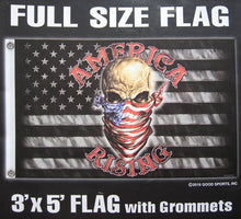 America Rising - B&W American USA Flag - Skull with Face Mask 3ftx5ft