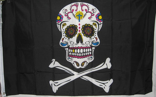 Sugar Skull Display Flag Full Sized 3ft x 5ft - Design#040