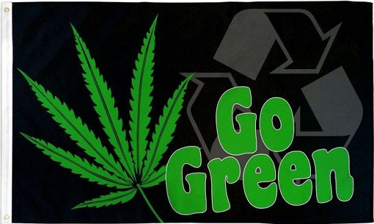 Go Green Recycle Weed Cannabis Marijuana Hemp Leaf Flag 3ft x 5ft