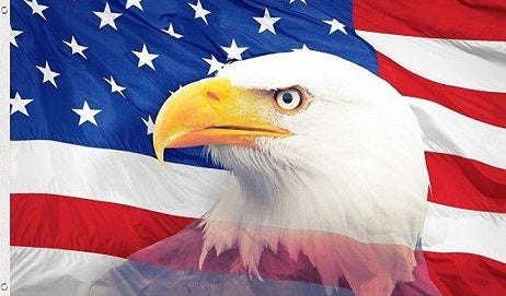 American Bald Eagle Overlay on American Flag - Artistic Display Flag - 3ft x 5ft