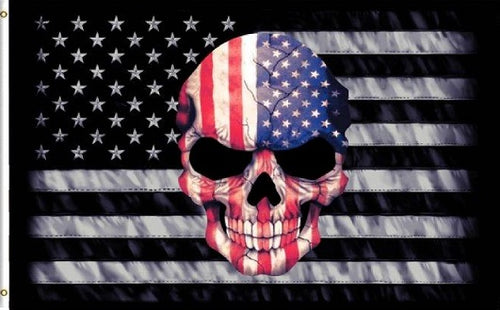 Black and White American Flag with Colorful Skull - Artistic Display Flag - 3ft x 5ft