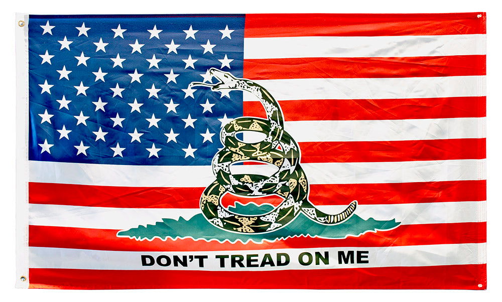 3' x 5' American Flag with overlay of - Gadsden - Don't Tread On Me