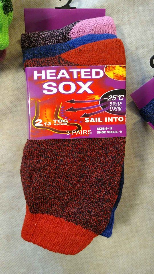 3-pair Heated socks Sox -25°c women's ladies warm winter thermal 2.13 tog